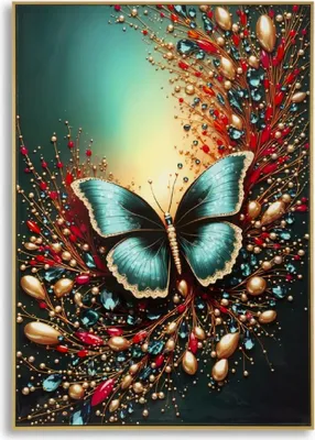 Obrázok produktu pre Nástenná maľba Butterfly lakovaná vrátane rámu -B- 70 x 100 x 4 cm