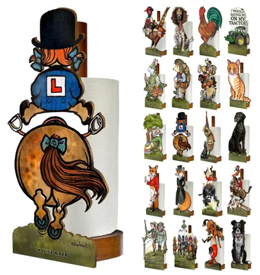 Toiletpapierhalter aus Holz, Thelwell-Motiv, freistehend, 40 cm