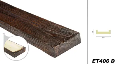 Produktbild von DECO WOOD Dekobrett modern aus Polyurethane, 2m Länge, PolyurethanBrett Holzoptik (dunkelbraun - 120x35mm) Wohnzimmer Wanddeko