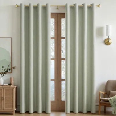 Immagine prodotto di Tende oscuranti - 100% tende oscuranti con passanti - Opache - Aspetto lino - Ideali per camera da letto o soggiorno - Design moderno - Set di 2