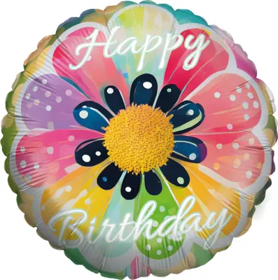 Produktbild von Folienballon Happy Birthday Blume Rund 45cm Luftballon Geburtstag Party Ballon
