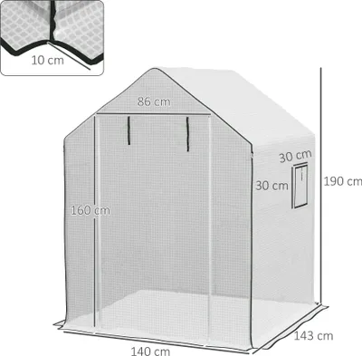 Produktbild von Foliengewächshaus - Ersatzabdeckung PE - Gewächshausfolie 140x143x190 cm - Mit Fenster & Rolltür - Wasserdicht & UV-beständig - Schwarz