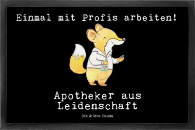 Produktbild von Mr. & Mrs. Panda fußmatte Apotheker Leidenschaft 50 x 75 cm - Schwarz - Geschenk, Schmutzmatte, Pharmazie, Sauberlaufmatte, Lustig, Staatsexamen, Fußabtreter, Spruch