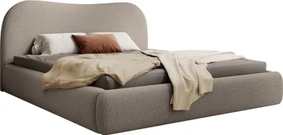 Produktbild von Selsey SIMSALO - Polsterbett mit Bouclé-Bezug und Stauraum, Dunkelbeige, 180x200 cm