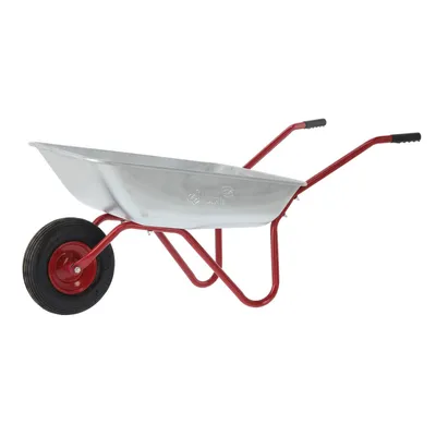 Produktbild von ENTIGO Garten Schubkarre 120 L, 100 kg Tragkraft - Verzinkte Stahlwanne Luftreifen mit Metallfelge, Garten Schiebkarre, Transportkarre Garden Silber