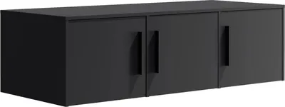 Produktbild von Modena Aufsatzschrank 150 cm – praktischer Schrankaufsatz mit 3 Türen, zusätzliche Stauraumlösung für Schlafzimmer, Flur und Ankleidezimmer (Schwarz)