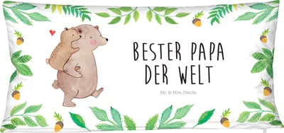 Produktbild von Mr. & Mrs. Panda Kuschelkissen Papa Bär - Weiß - Geschenk, Bruder, Liebeskissen, Partnerkissen, Vatertag, Geburtstag, Partner-Kuschelkissen, Paarkissen, Pärchen Kissen