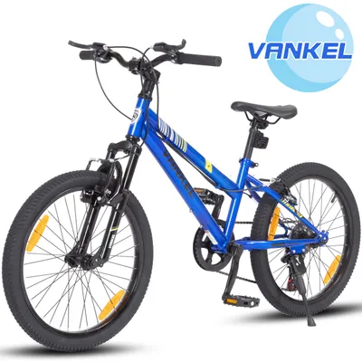 Produktbild von VANKEL Kinder Mountainbike 20 Zoll – 6-Gang, Federung, ergonomischer Sattel, Neu, Blau