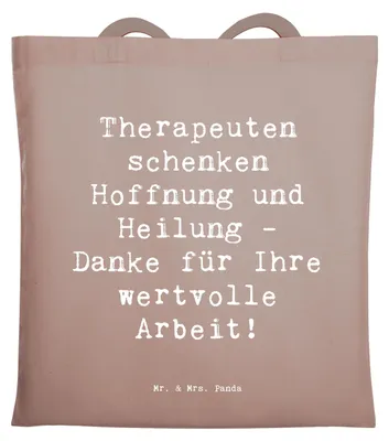 Produktbild von Mr. & Mrs. Panda Schultasche Spruch Therapeut Dankeschön - Braun Pastell - Geschenk, Bedanken, besondere Geschenkideen, Leidenschaft, Danke, Ergotherapeuten, Beutel