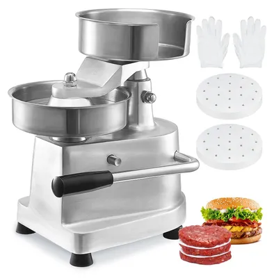 Obrázok produktu pre VEVOR Komerčný lis na hamburgerové placky, 150 mm, lis na hovädzie hamburgerové placky, odolný, lis na hamburgery z nerezovej ocele vhodnej pre styk s potravinami, kuchynský lis na mäso