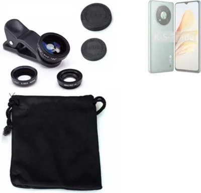 Produktbild von K-S-Trade Smartphone Kamera Linsen Set Kompatibel mit ZTE XiaoXian 50 3in1 Clip-On Kamera Adapter Macro Weitwinkel FishEye Fischauge Objektiv Linse