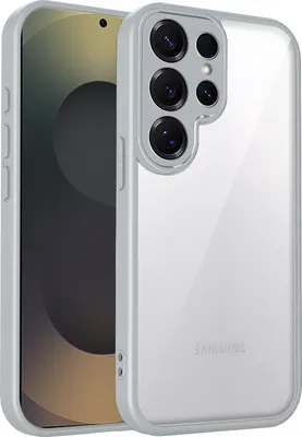 Image de Etui pour Samsung Galaxy S25 Coque arrière ultra transparente avec cadre en TPU, antichoc Gris