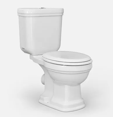 Produktbild von KLASSICO Nostalgie Stand-Kombi-WC Retro Stand-WC mit Spülkasten Wasseranschluss links/rechts oben mit SoftClose WC-Sitz, weiß, KI-generiertes Bild