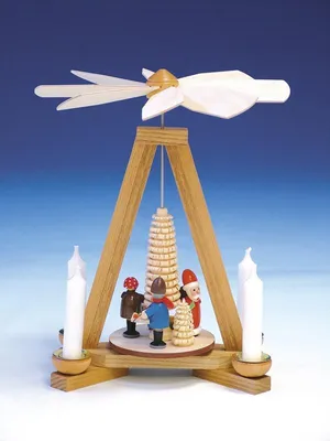 Produktbild von 1-stöckige Pyramide Weihnachtsmann und Striezelkinder (23cm) von Knuth Neuber