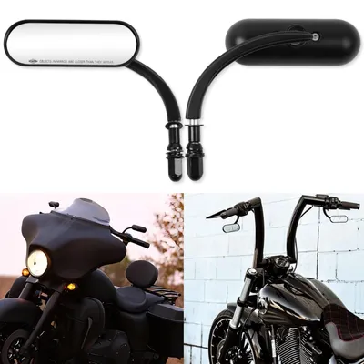 Produktbild von Schwarzer Motorradspiegel Oval M8 M10 für verschiedene Motorräder