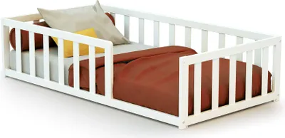Image de WEBABY - Lit enfant au sol bois 70 x 140 cm Blanc KAÏA