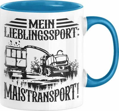 Produktbild von Lieblingssport Maistransport Tasse Geschenk Landwirt Bauer Geschenkidee Landwirtschaft Kaffee-Becher Häferl (Blau)