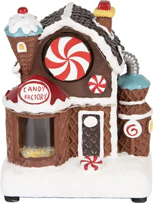 Produktbild von Clayre & Eef Weihnachtsdekoration mit LED-Beleuchtung und Musik Lebkuchenhaus 15x11x19 cm / 3xAA Braun Kunststoff