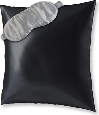 Obrázek produktu pro AILORIA BEAUTY SLEEP SET L - povlak na polštář (80x80) a maska na spaní z hedvábí ČERNÁ / ŠEDÁ Velikost: 80x80