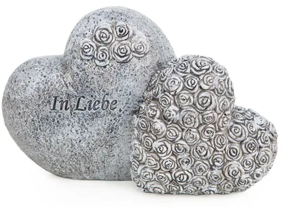 Produktbild von Grabdeko Zwei verbundene Herzen mit Inschrift In Liebe Trauer 20 x 8 x 13 cm