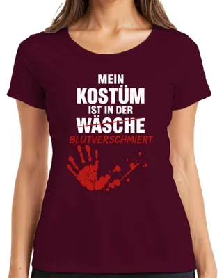 Immagine prodotto di Maglietta da donna My Costume Bloodstained Halloween Horror Zombie Handprint, Borgogna, M