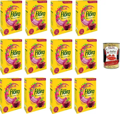 Produktbild von Flora Riso rosso Integrale Roter Vollkornreis Ideal für alle Rezepte 12x500gr +Italian Gourmet polpa 400g