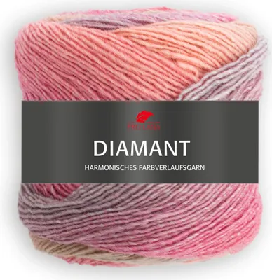 Produktbild von Pro Lana DIAMANT – 150g Multicolorgarn mit harmonischen Farbverläufen, 525 m Lauflänge, Nadelstärke 3,5–4,5 mm 93 rosa/grau