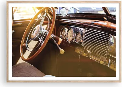 Produktbild von Gerahmtes Poster - Rahmen in heller Eiche - Auto Retro Vintage - 100x70 cm - Wand Bild - Wanddeko - Wandbilder - Kunstposter - Wandposter - Bilderrahmen - Bilder - Kunstdruck - P2NAA100x70-4939