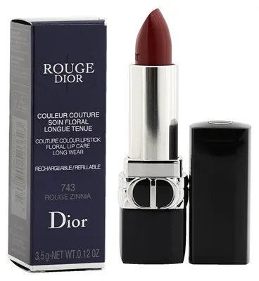 Image de Christian Dior, Couture Colour, Satin Finish, Cream Lipstick, 743, Rouge Zinnia, 3.5 g