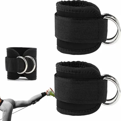 Produktbild von 2er Fußschlaufen Kabelzug mit D Ring Karabiner für Fitness Training