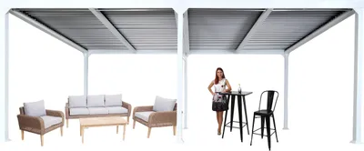 Obrázok produktu pre Alu pergola HWC-L41, lamelové zastrešenie terasy, robustný 8cm kovový rám 3x6m ~ biela