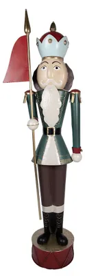 Zdjęcie produktu dla Clayre & Eef Dekoracja świąteczna figurka dziadek do orzechów 67x41x210 cm zielony czerwony metal