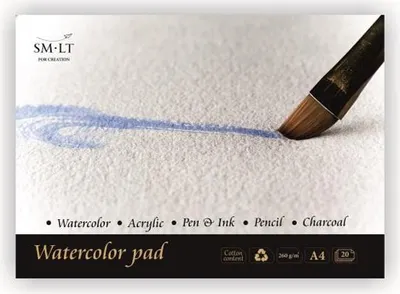 Produktbild von SMLT Aquarellblock A4 Papier 260g 20 Blatt recycelte Baumwolle