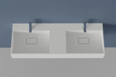 Produktbild von Doppelwandwaschbecken TWG231 - Weiß Matt - Mineralguss - Breite wählbar, Waschbeckenbreite:122 cm