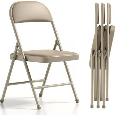 Produktbild von 4er Set Klappstühle gepolstert Khaki Kunstleder – bis 204 kg belastbar, stabil, pflegeleicht & platzsparend für Garten, Camping & Events