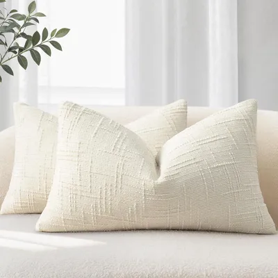 Produktbild von Kissenbezug 40 x 60 cm, 2er-Set, Sofakissen aus weichem Chenille-Stoff, beige Dekokissen für Sofa und Wohnzimmer