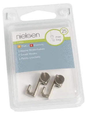 Produktbild von nielsen Kleine Bilderhaken mit Rändelschraube für Galerieschiene (2 Stück/Packung)