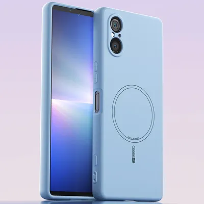 Image de Étui magnétique pour Sony Xperia 5 V, compatible avec MagSafe, silicone liquide, résistant aux chocs et aux rayures Bleu