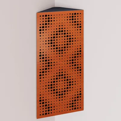 Immagine prodotto di Confezione da 2 – Trappola acustica angolare stretta con rivestimento in velluto | 50x23x10 cm | Riflessione - Isolamento acustico | [REBAT - Ciliegio | Nero]