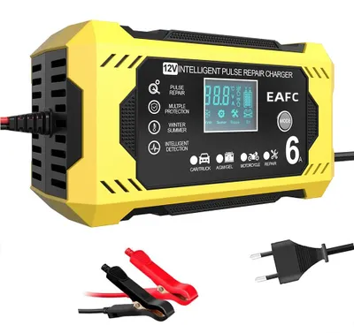 Immagine prodotto di Caricabatterie per auto, 12V, 6A, con funzione di riparazione intelligente, spina EU gialla