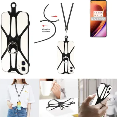 Produktbild von K-S-Trade 3in1 Handykette Handyband Handykordel Halsband Smartphone-Ring Handy-Ring kompatibel mit OnePlus 8 Pro Fingerhalterung Handyring