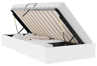 Immagine prodotto di Letto contenitore vidaXL, bianco puro, 100 x 190 cm, rivestito in ecopelle