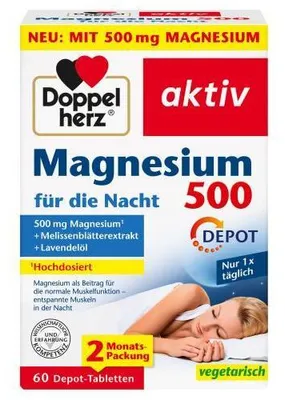 Obrázok produktu pre Doppelherz Magnézium 500 na noc Tablety 60 kapsúl