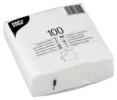 Produktbild von PAPSTAR Serviette 81451 33x33cm 1lagig weiß 100 St./Pack.