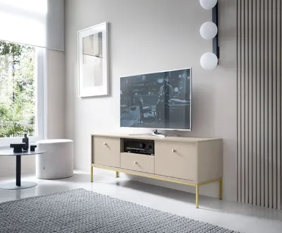 Produktbild von TV-Schränke MONO RTV MRTV154 TV-Kommode mit Schublade TV-Lowboard Wohnzimmer Sandbeige mit Goldene Rahmen