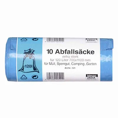 Produktbild von Abfallsäcke 50 my blau 120 l, 10 Stück 70 x 110 cm
