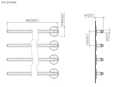 Produktbild von Dornbracht Handtuchwärmer, 4-fach, Ausladung links, Breite 610mm, 83304979-46
