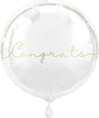 Produktbild von Unique Party - "Congrats" Rund-Folienballon, Folie SG38868 (Einheitsgröße) (Weiß)