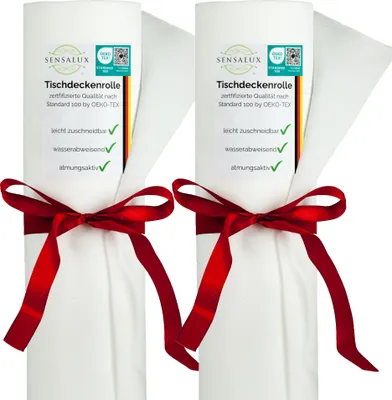 Produktbild von Sensalux Tischdeckenrollen-Set, 2 Stück, 1,5m x 25m Weiß