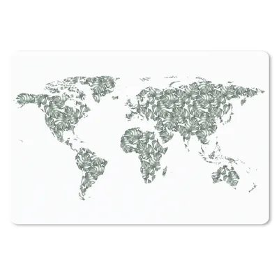 Produktbild von MuchoWow® Schreibtischunterlage Weltkarte - Tropische Pflanzen - Weiß 60x40 cm - XXL Mauspad - Großes Mauspad